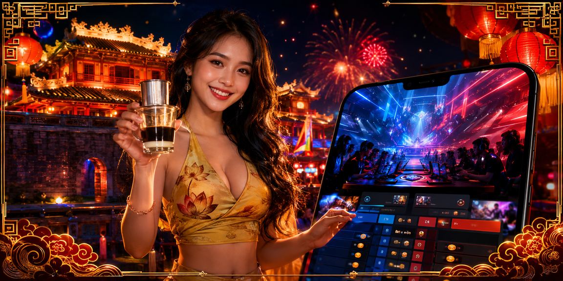 Không gian cá cược casino trực tuyến sôi động phong cách Việt Nam hiện đại